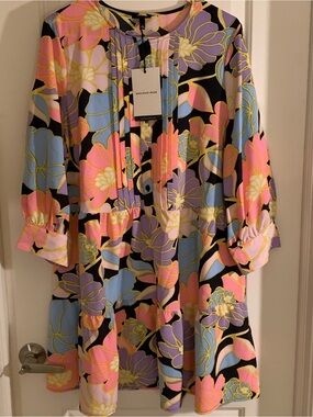 “Who What Wear” NWT Floral Pleated Tunic Dress - Pink, Blue, Purple, Black